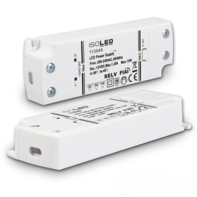 LED Trafo 12V/DC, 0-15W, SELV, ultraflach, schmal