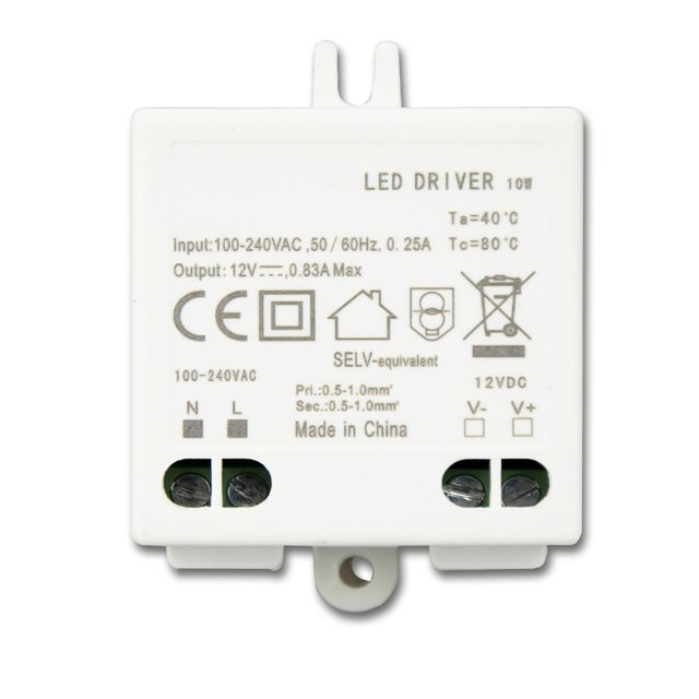 LED Trafo 12V/DC, 0-10W, SELV, flach