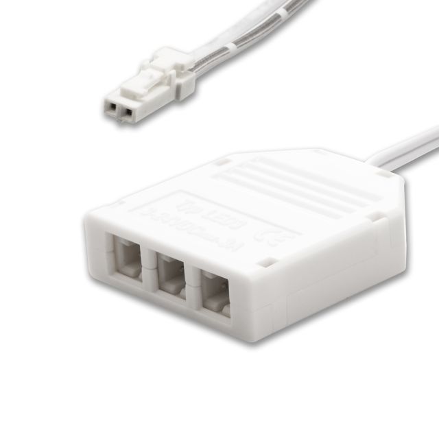 MiniAMP 3-fold distributor (1 male plug on 3 female sockets), 30cm, 2-pole, white, max. 3.5A