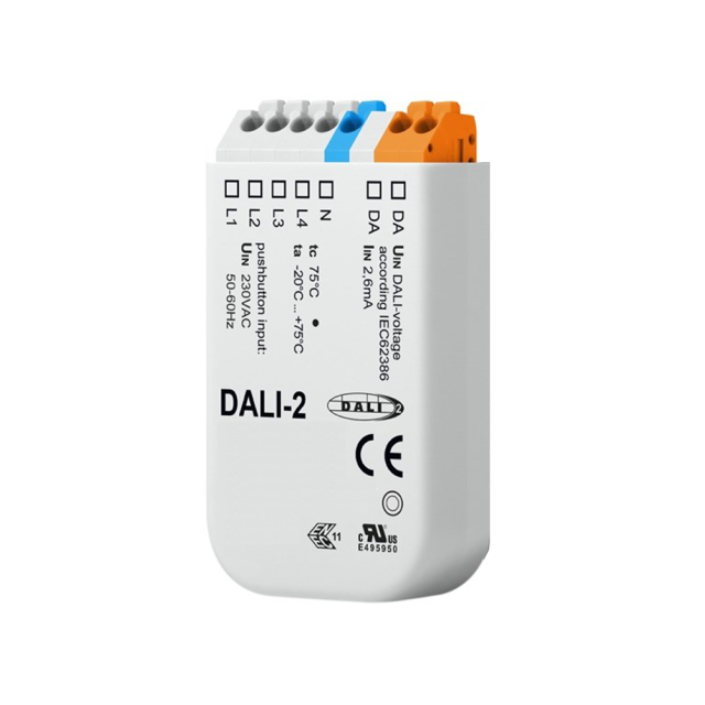 DALI Master-Steuerung Universal für 4 Adressen / 4 Gruppen via 4 Push-Taster, DALI-Bus Spannung
