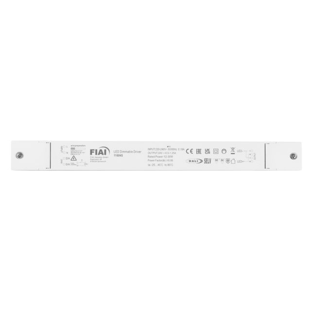 LED PWM-Trafo 24V/DC, 0-30W, Push/DALI-2 dimmbar, SELV, ultraflach