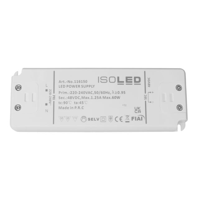 LED Trafo 48V/DC, 0-60W, SELV, ultraflach